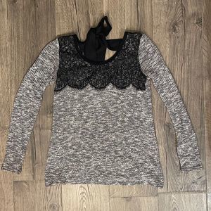 5. Black and white lace top sweater